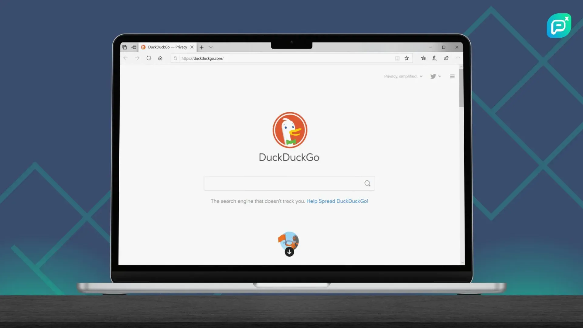 ภาพแสดงหน้าจอเบราว์เซอร์ DuckDuckGo