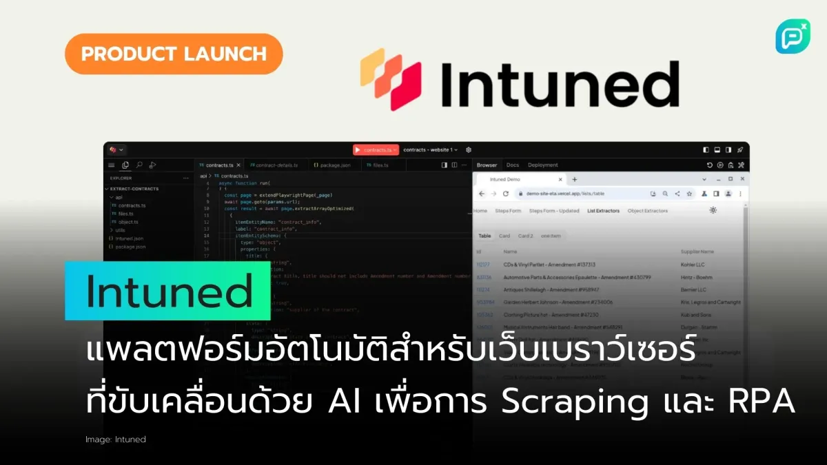 Intuned แพลตฟอร์มอัตโนมัติสำหรับเว็บเบราว์เซอร์ที่ขับเคลื่อนด้วย AI เพื่อการ Scraping และ RPA