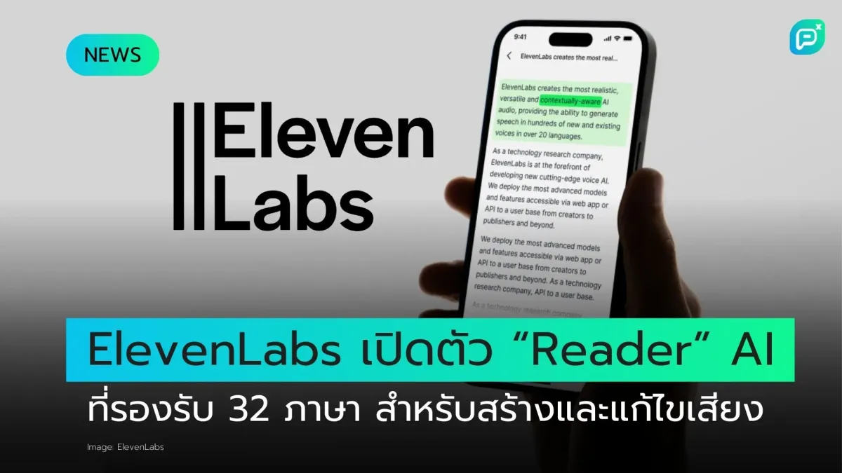 ElevenLabs เปิดตัว “Reader” AI ที่รองรับ 32 ภาษา สำหรับสร้างและแก้ไขเสียง